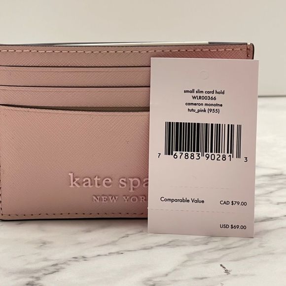 Kate Spade Small Slim Card Holder Leather Cameron Pink tutu - Picture 5 of 5